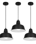 Black Industrial Pendant Lights Set Of 3 Modern Farmhouse Ceiling Fixtures Matte Metal Hanging Lamps