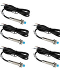 5 Pack M8 Inductive Proximity Sensor LJ8A3-2-Z BX Non Contact 2mm Sensing Distance With 1.2m Wire For Industrial Automation Systems And Robotics Great For Bulk Deployments In Workshops And On The Shop Floor., five M8 brass inductive proximity sensors with 1.2m wires