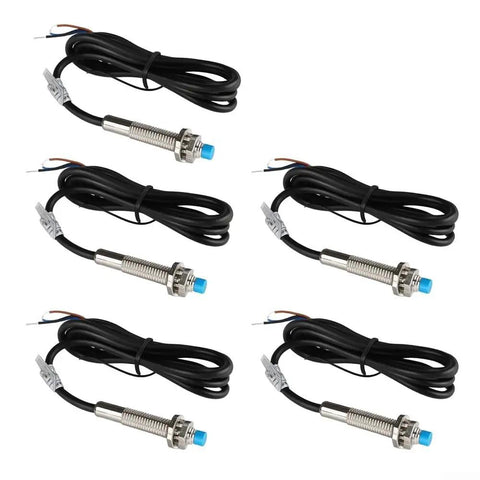5 Pack M8 Inductive Proximity Sensor LJ8A3-2-Z BX Non Contact 2mm Sensing Distance With 1.2m Wire For Industrial Automation Systems And Robotics Great For Bulk Deployments In Workshops And On The Shop Floor., five M8 brass inductive proximity sensors with 1.2m wires