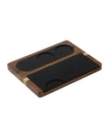 No Sweat Solid Wood And Non Slip Silicone Espresso Tamping Mat Fits All Standard 51 To 58 Millimeter Portafilters Catches Loose Grounds Keeps Your Home Barista Setup Looking Sharp on kitchen counter.