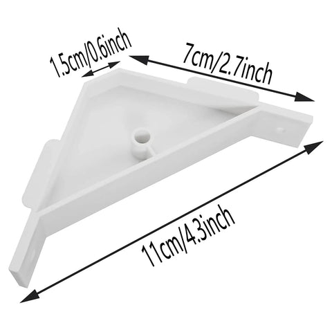 Dead Simple Twelve Piece Set Of Crisp White Plastic Ninety Degree Cabinet Triangle Brackets Knockout Corner Support Braces For Furniture And Quick Fixups, dimensions 11cm x 7cm x 1.5cm.