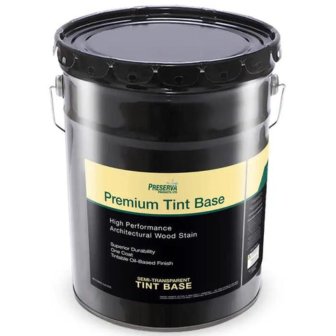 5 Gallon Top Shelf Clear Base Oil Based Wood Stain And Sealer Featuring Kickass Uv Shielding And Slick Pro Level Coverage For Badass Long Lasting Deck And Fence Wood Defense in a black bucket design.