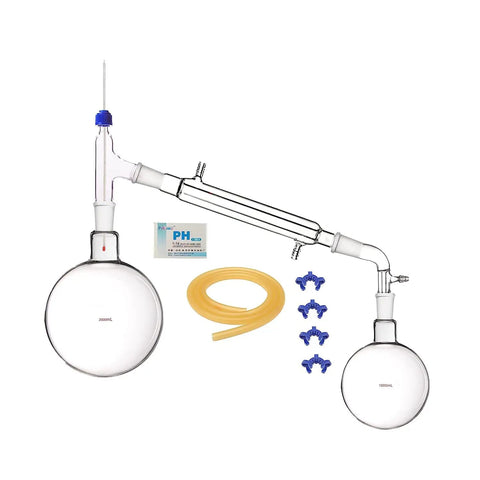 2000ml 24/40 Borosilicate Glass Distillation Apparatus Lab Kit with flasks and attachments for chemistry use