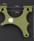 Ultra Compact Mini Slingshot With Flat And Round Bands In Red Nylon Fiber, Ambidextrous And Pocket Sized For On The Go on dark background