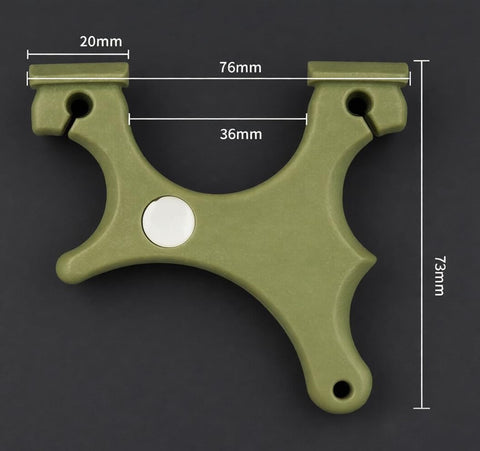 Ultra Compact Mini Slingshot With Flat And Round Bands In Red Nylon Fiber, Ambidextrous And Pocket Sized For On The Go on dark background