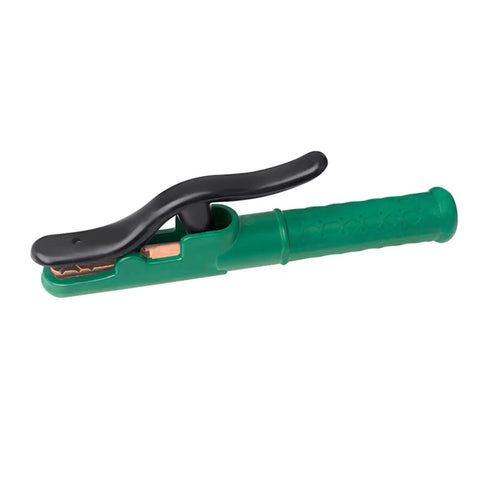 Heavy Duty Copper Welding Clamp Holder For 300 To 1000 Amps Electrode Grip With Rock Hard Handle For Safe Home Garage Projects And Auto Repair Work, showing a close-up of the grip and copper contact.