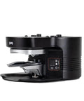 Automatic Coffee Tamper With Adjustable Tamping Pressure And Calibrated Levels For Nailing Every Shot Fits Mahlkonig E65 Grinders Perfectly, black design.