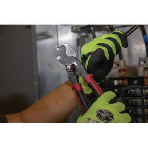 Pro Grade Journeyman High Leverage Cable Cutter And Wire Stripper in use cutting cable