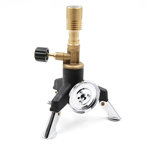 Portable Bunsen Burner Kit With Tripod, Adjustable Damping Ring For Air And Gas Flow, Brass Butane Burner Two Gas Tank Compatible