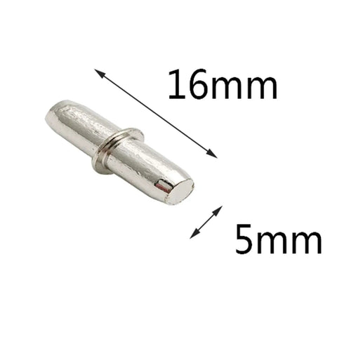 Heavy Duty Shelf Pins 120 Pack Nickel Plated Furniture Shelf Supports 5 Millimeter X 16 Millimeter close-up view