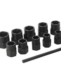 11 Piece Twist Socket Set For Damaged Bolts And Lug Nuts 9mm To 19mm Nut Remover Kit With Punch Rod, Built Tough From Chrome Vanadium Steel