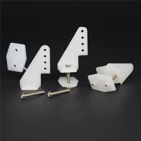 Ten Sets Of Nylon RC Airplane Control Horns W13xL18xH25mm With Four Holes And Screws For Aileron And Rudder Linkages