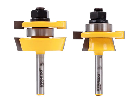 Pro Grade Cabinet Door Rail and Stile Router Bit Set for Shaker Frames, Two Bits With One Quarter Inch Shank, Visible Tungsten Carbide Blades