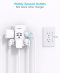 9 In 1 Surge Protector Wall Outlet Extender with Five AC Sockets and Four USB Ports 2 USB C plugged into wall showing spaced outlets