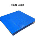Beefy Heavy Duty Industrial Floor Scale With Carbon Steel Ramp For Pallet Weighing In Warehouse, 10,000 Lb Capacity, Accurate Digital Indicator Included, Rechargeable Battery Powered, 60 By 60 Inch Platform, shown empty.