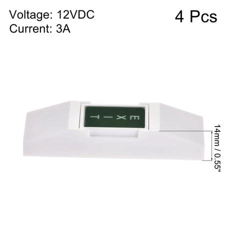 Push To Exit Button Release Switch For Door Access Control System 76mm x 23mm PC panel, 12V 3A white 4 pcs