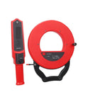 No Sweat Wall Scanner With Dead Easy Stud Detection And Deep Range Pipe Blockage Locator For Live Wire Cable Finder Plus Reliable Plumbing Diagnostic Tool in red with monitor and handle.
