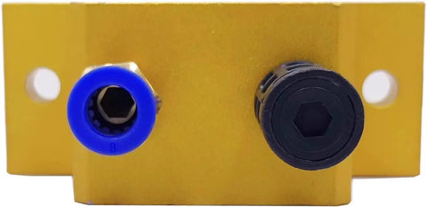 Close-up of Five Pack 1/8 Inch Pneumatic Air Turbine Vibrators in durable aluminum with blue and black connectors
