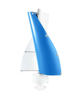 100W 12V Permanent Magnet Vertical Wind Turbine Kit with controller, white and blue helical blade design, side view
