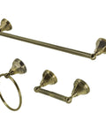 Metropolitan 3 Piece 24 Inch Towel Bar Bath Accessory Set In Antique Brass With Towel Ring And Toilet Paper Holder