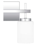 Two Light Polished Chrome Bath Light With Opal Etched Glass Shades For A Warm Milky Glow Durable Steel Construction Clean Look