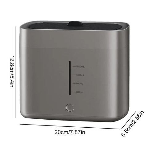 Slick Desktop Electric Glass Rinser With Hella Strong Jets, compact grey unit with measurement markings, 1.8L capacity.
