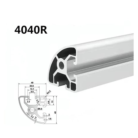 Kick Ass 4040R Aluminum Profile Arc Extrusion For 3D Printer Rigs And Assembly Workbenches With Sleek Anodized Black Finish 320mm profile section with dimensions