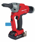 Cordless 1 Quarter Inch Blind Rivet Kit No Air Hose Portable M18 System Cranks 500 Rivets Per Charge Zero Weight Onsite Jobs Fast Install Snug Fit For Pros And Mechanics Repairing Metal Frames Today Eliminates Air Lines Forever. red M18 cordless blind rivet tool with battery