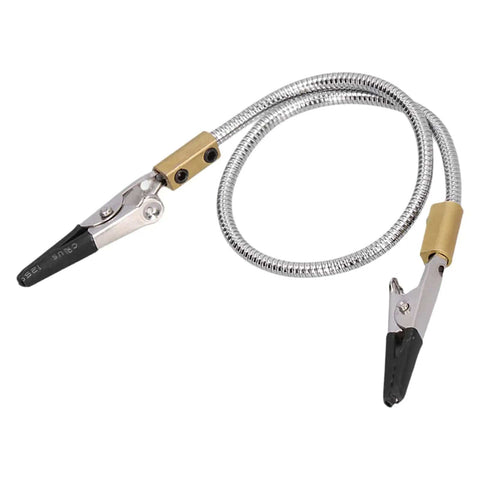 Adjustable Alloy Steel Soldering Clamp with High Temperature Rubber Sleeve for Electronics Repair and DIY PCB Work, 8 inches long.