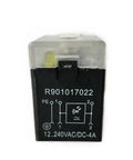 Rock-Solid Solenoid Valve Plug Coil R901017022 with built-in indicator light top view showing LED and connections for direct replacement.
