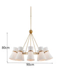 White Horn Pendant Chandelier Featuring Brass Accents And Glass Shades Adjustable Hanging Chain For Modern Farmhouse Living Room Bedroom Hallway Decor Eye Catching Statement Piece Amp Up Your Space Vibe Today, 90cm wide, 80cm tall.
