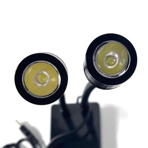 USB Dual Gooseneck Microscope Light For Precision Soldering And PCB Repair Pro Grade Flexible 360 Degree Arms With Dimmable Brightness For Clear Lab Inspections And Accurate Optical Testing. black dual LED gooseneck lamp with USB cable