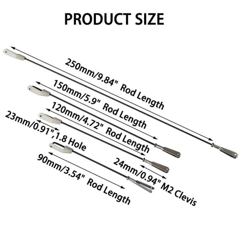 Product size specifications for Metal Clevis Kit For RC Airplanes With Connecting Rod Pushrod And Swing Keeper