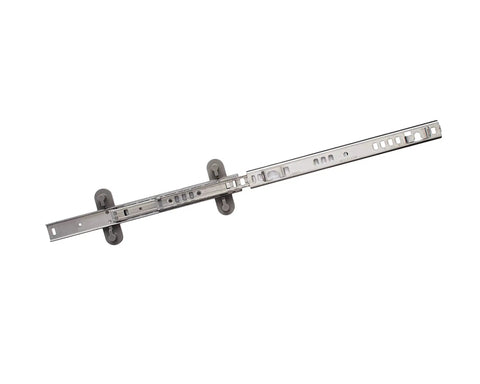 Dishwasher Upper Dishrack Slide Track Left Side Replacement Genuine OEM rail for smooth glide, shown in metal with rollers.