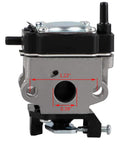 Carburetor Replacement 308480001 For Toro Weed Eater 25Cc Engines front view showing dimensions and fittings.