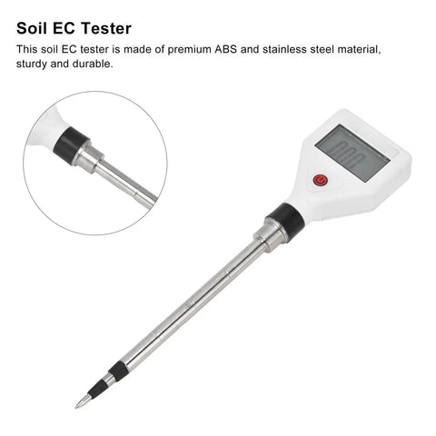 Soil EC Meter 2 In 1 Pro Grade Soil Tester for Conductivity and Temperature with Backlit LCD, stainless steel probe