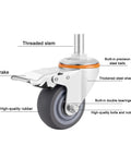 Detailed labeled image of Heavy Duty Swivel Caster Wheels With M Threaded Stem And Top Plate, Brake, showing components
