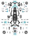 Rear Wheel Drive Drift Frame Kit For One-Tenth Scale Mini RC Cars With Upgraded DIY Drifting Frame And Ultra Wide Angle Steering Perfect For Beginners And Drift Enthusiasts Looking To Rip The Track components displayed.