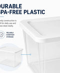 Super Spacious 58 Quart Clear Storage Bins With Easy Snap Lids Heavy Duty Stackable Plastic Organizer Boxes For Closet And Pantry Total Game Changer Vibe durable BPA-free plastic clear storage bin with lid for organization.