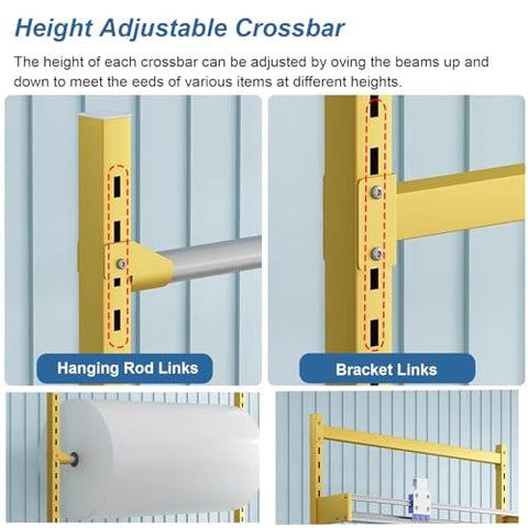 Height adjustable crossbar sections for the Heavy Duty Fabric Roll Storage Rack With Adjustable Cutter And Rock Solid Base.