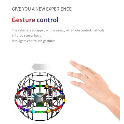 Hand controlling 2.4GHz Spherical RC Drone With Auto Obstacle Avoidance Dual Speed Modes And Smart Hover For Teens And Beginners