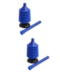 No Sweat Heavy Hitter 2 Pack Plunger for Bathroom Toilet Clog Blasting featuring blue rubber cups and ergonomic handles.