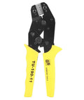 Ergonomic Chrome Vanadium Steel Crimp Plier With PVC Handle for cable crimping; shown with yellow grips and black head.