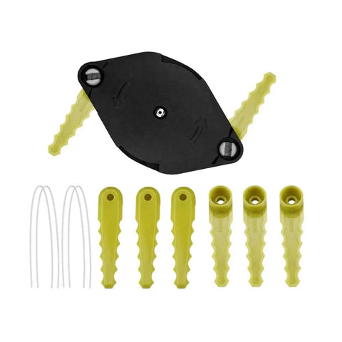 AC052N1 2 In 1 Pivoting Fixed Line And Bladed Head ACFHRL2 For 18V 24V And 40V Trimmers with blades and lines shown