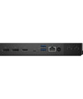 Side view of Modular Thunderbolt Dock Delivering Solid Ninety Watt Punch Alongside Flexible HDMI DisplayPort Ethernet Cables.