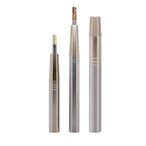 Premium Heat Shrink Tool Holder Extension Rod For St12 Lathe Machine Parts. Three steel extension rods with varying lengths.