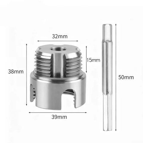 Dual Function Pipe Threading Tool For PVC PPR MPP Pipes, Alloy Steel Internal External Thread Cutter, Drill Ready, No Fuss, 63mm And 65mm Sizes For Quick Plumbing Repairs And Leak Free Joints; 39mm cutter with 50mm shank