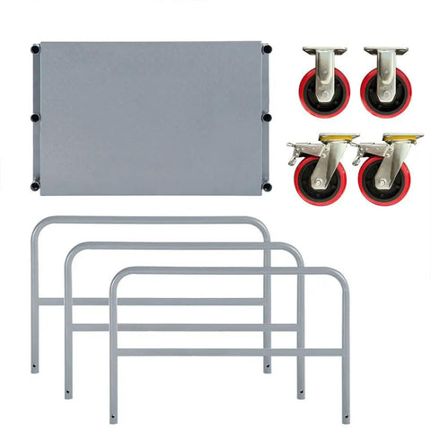 Beast Mode Heavy Duty All Steel Panel Truck Cart Holds 2000 Lbs With 3 Side Rails And 6 Inch Swivel Casters parts including steel frame and casters