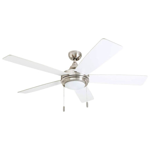 Ventnor 52 Inch Modern Farmhouse Ceiling Fan With LED Light Pull Chain Three Mounting Options Dual Finish Blades Reversible Motor