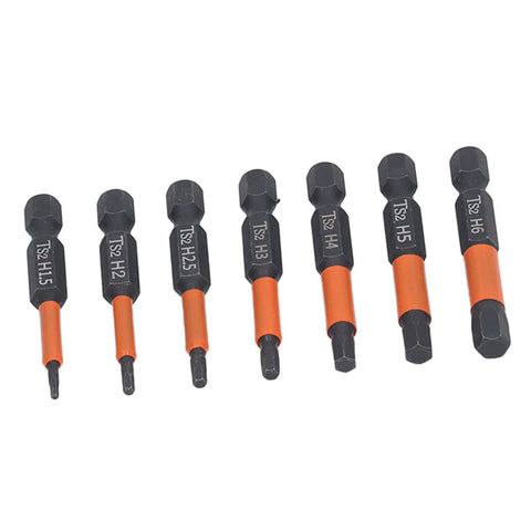 Must Have 7-Piece S2 Alloy Steel Hex Drive Bit Set For Impact Drivers And Electric Drills With Magnetic Tips, Heat Treated Wear Resistant Bits Designed To Stop Breakage And Handle Heavy Duty Work Today. 7-piece S2 steel hex bits